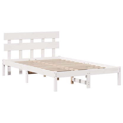 Rám Postele S Čelo Bílá 120 X 200 Cm Masivní Borové Dřevo