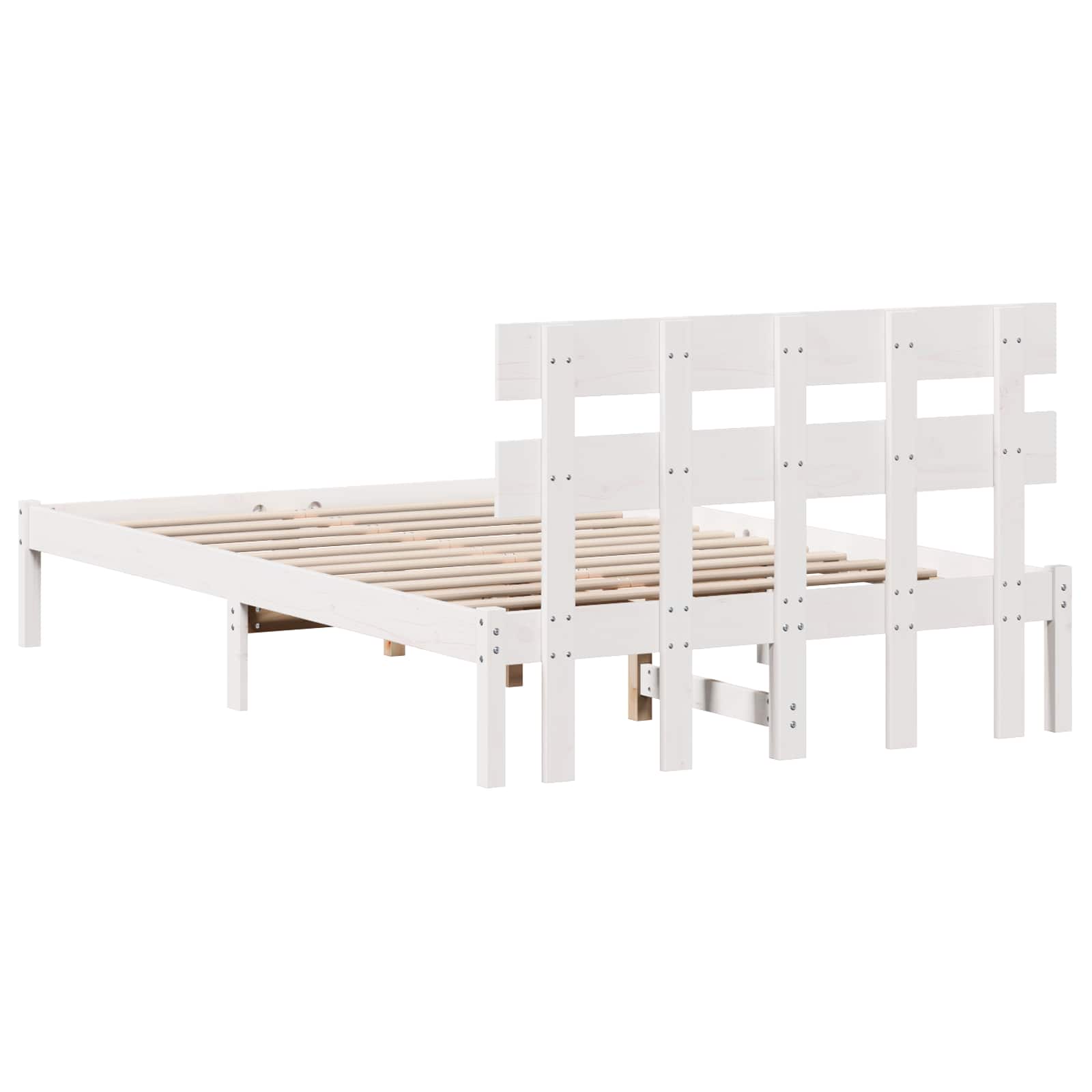 Rám Postele S Čelo Bílá 120 X 200 Cm Masivní Borové Dřevo