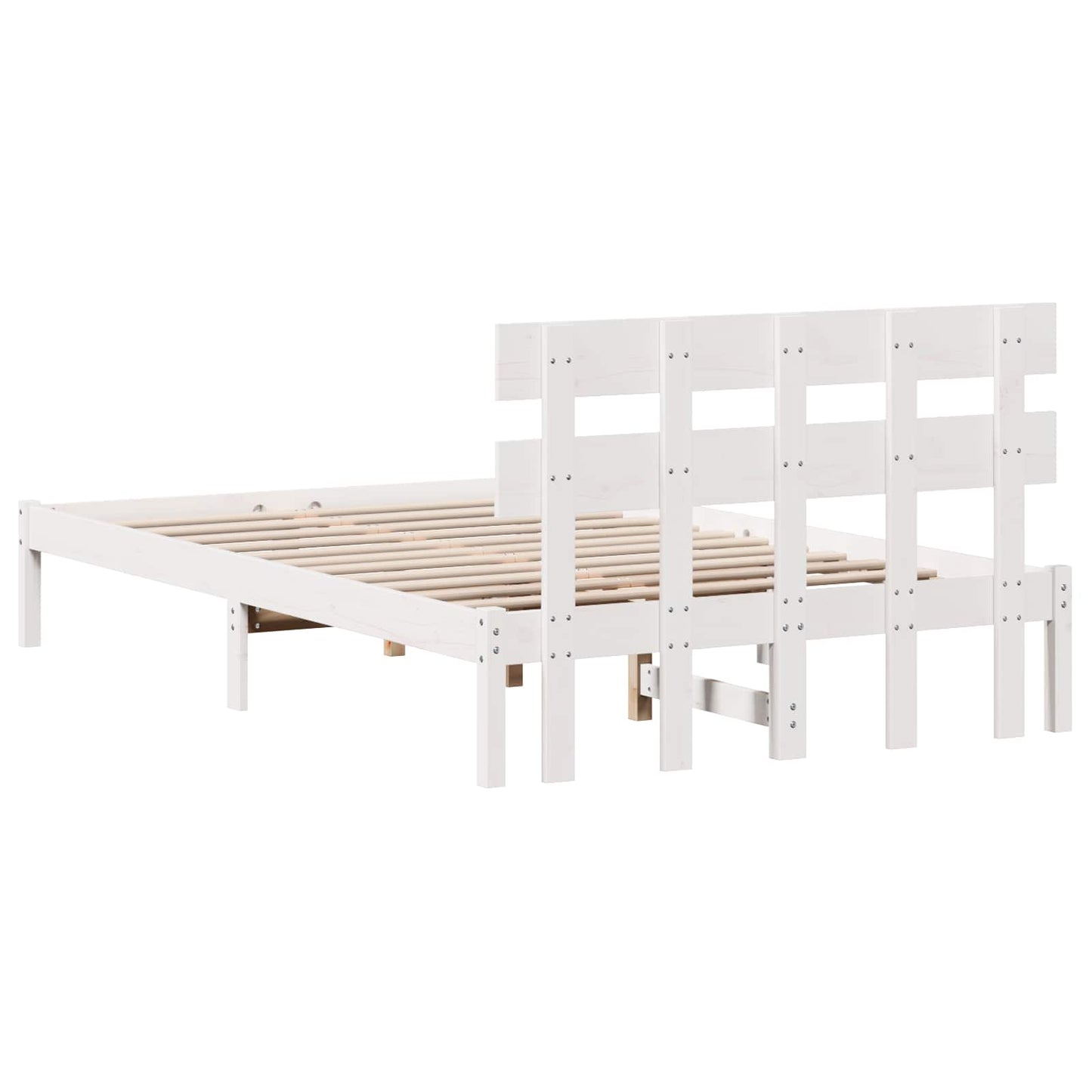 Rám Postele S Čelo Bílá 120 X 200 Cm Masivní Borové Dřevo