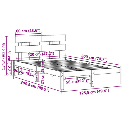 Rám Postele S Čelo Bílá 120 X 200 Cm Masivní Borové Dřevo