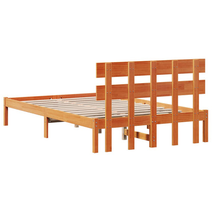 Rám Postele S Čelo Hnědá 120 X 200 Cm Masivní Borové Dřevo