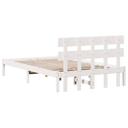 Rám Postele S Čelo Bílá 120 X 190 Cm Masivní Borové Dřevo