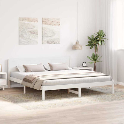 Rám Postele Bílá 200 X 200 Cm Masivní Borové Dřevo
