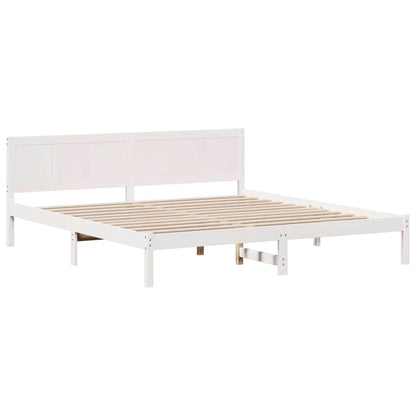 Rám Postele Bílá 200 X 200 Cm Masivní Borové Dřevo
