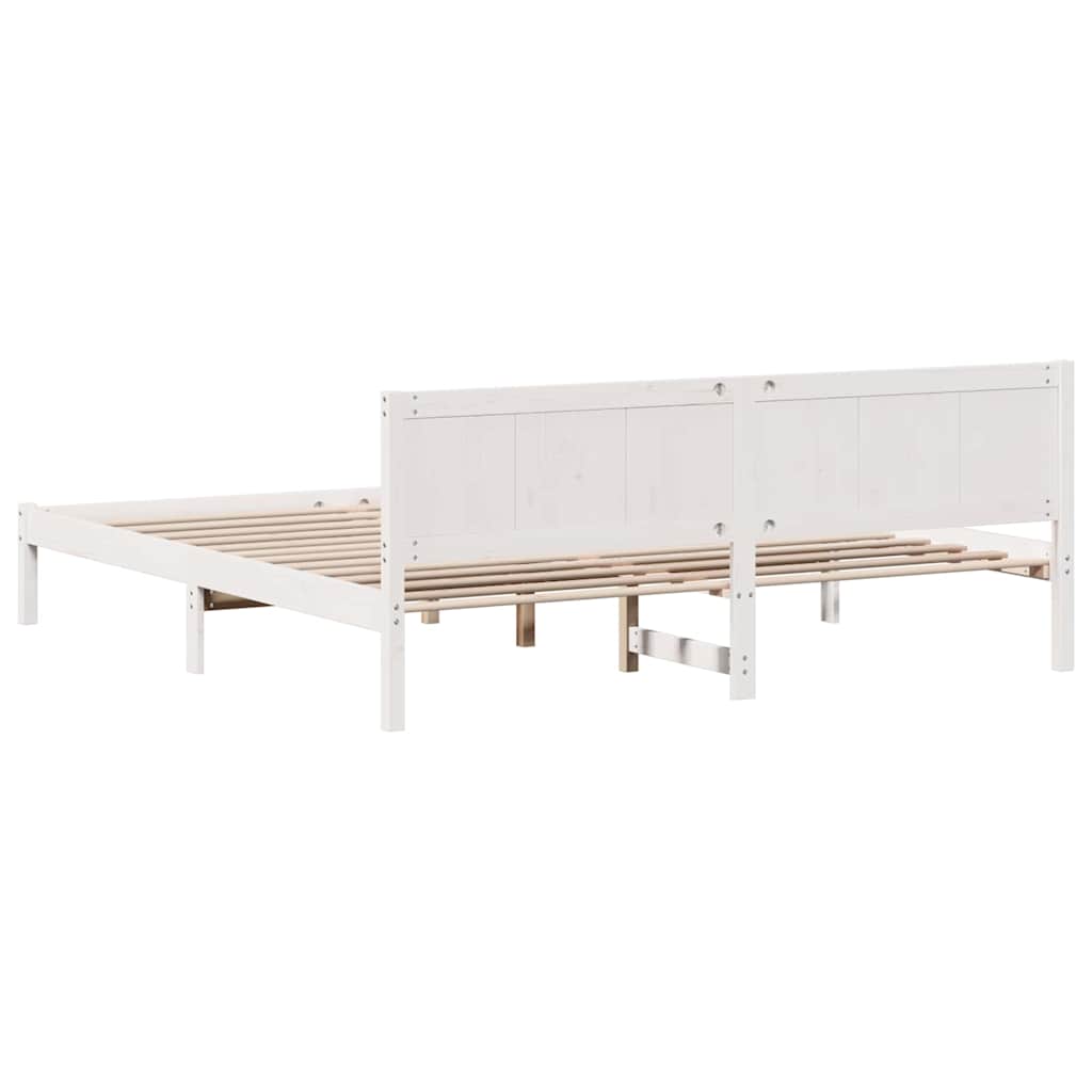 Rám Postele Bílá 200 X 200 Cm Masivní Borové Dřevo