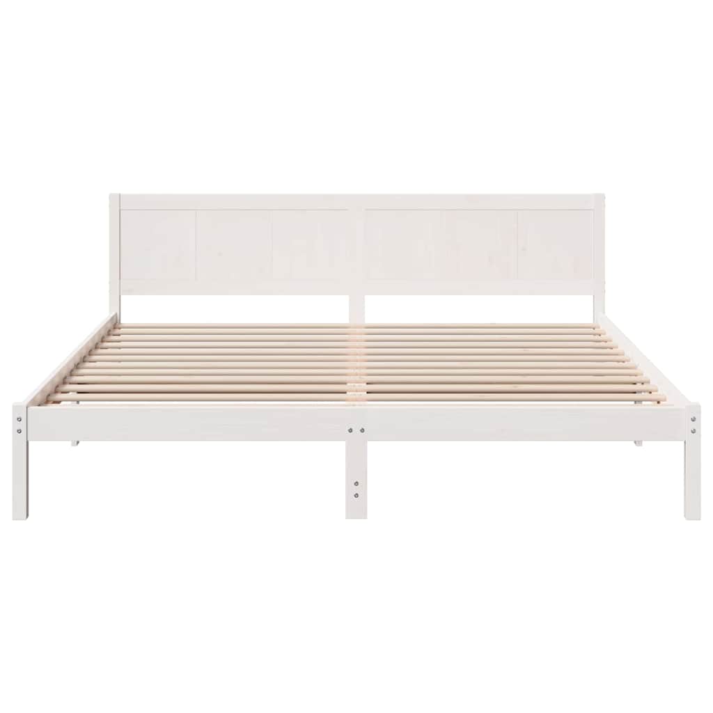 Rám Postele Bílá 200 X 200 Cm Masivní Borové Dřevo