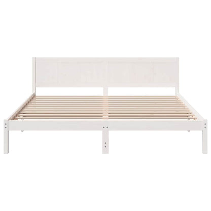 Rám Postele Bílá 200 X 200 Cm Masivní Borové Dřevo