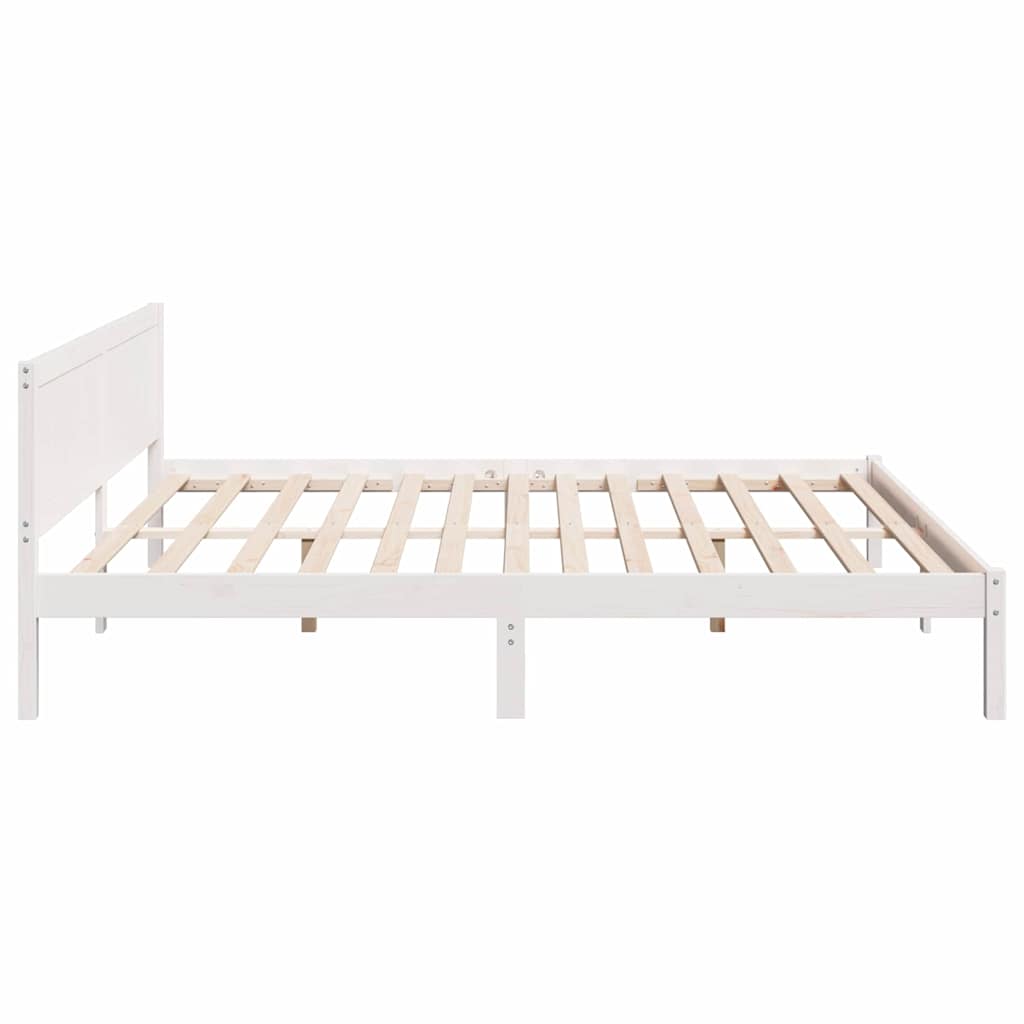 Rám Postele Bílá 200 X 200 Cm Masivní Borové Dřevo