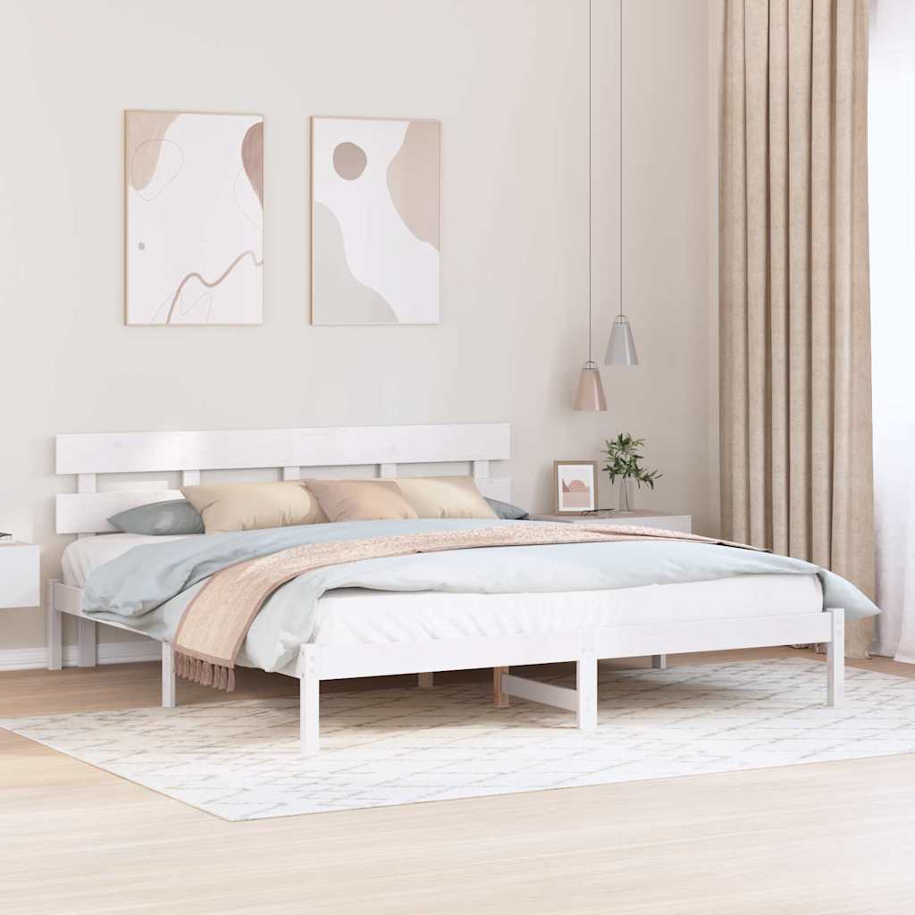 Rám Postele Bílá 180 X 200 Cm Masivní Borové Dřevo