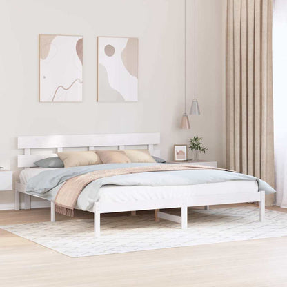 Rám Postele Bílá 180 X 200 Cm Masivní Borové Dřevo