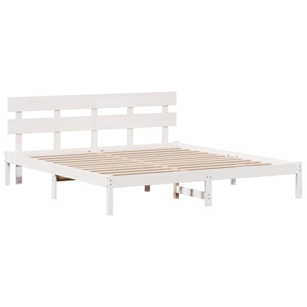 Rám Postele Bílá 180 X 200 Cm Masivní Borové Dřevo