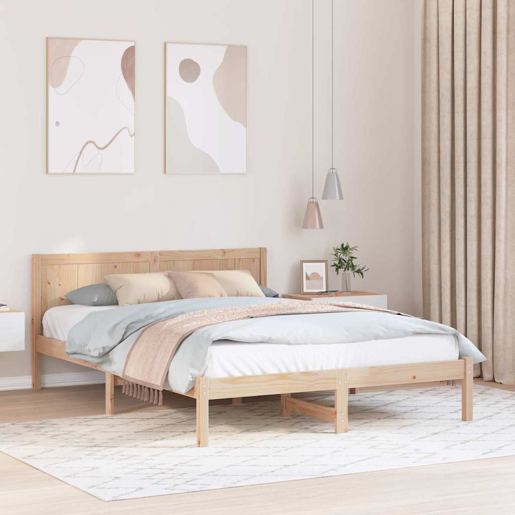 Rám Postele Hnědá 150 X 200 Cm Masivní Borové Dřevo