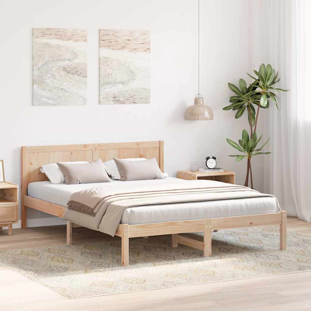 Rám Postele Hnědá 150 X 200 Cm Masivní Borové Dřevo
