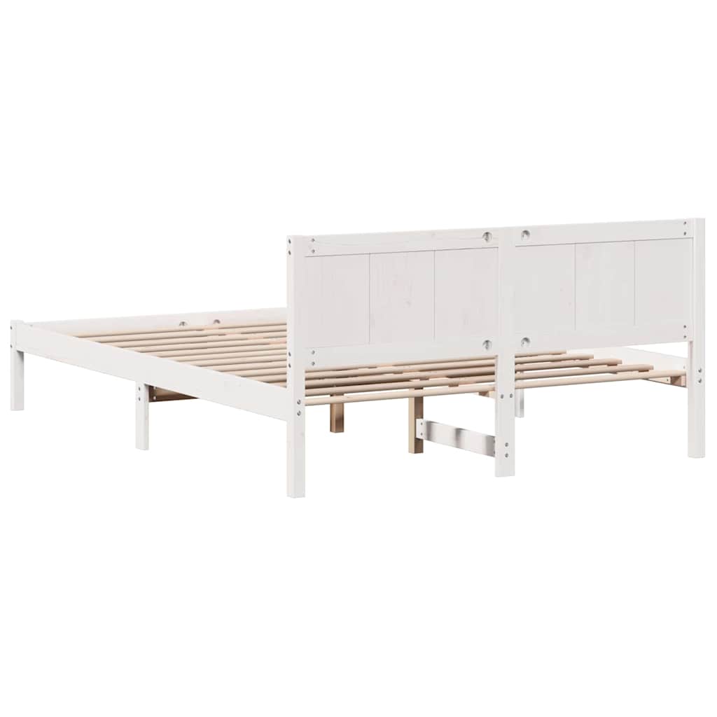 Rám Postele Bílá 150 X 200 Cm Masivní Borové Dřevo