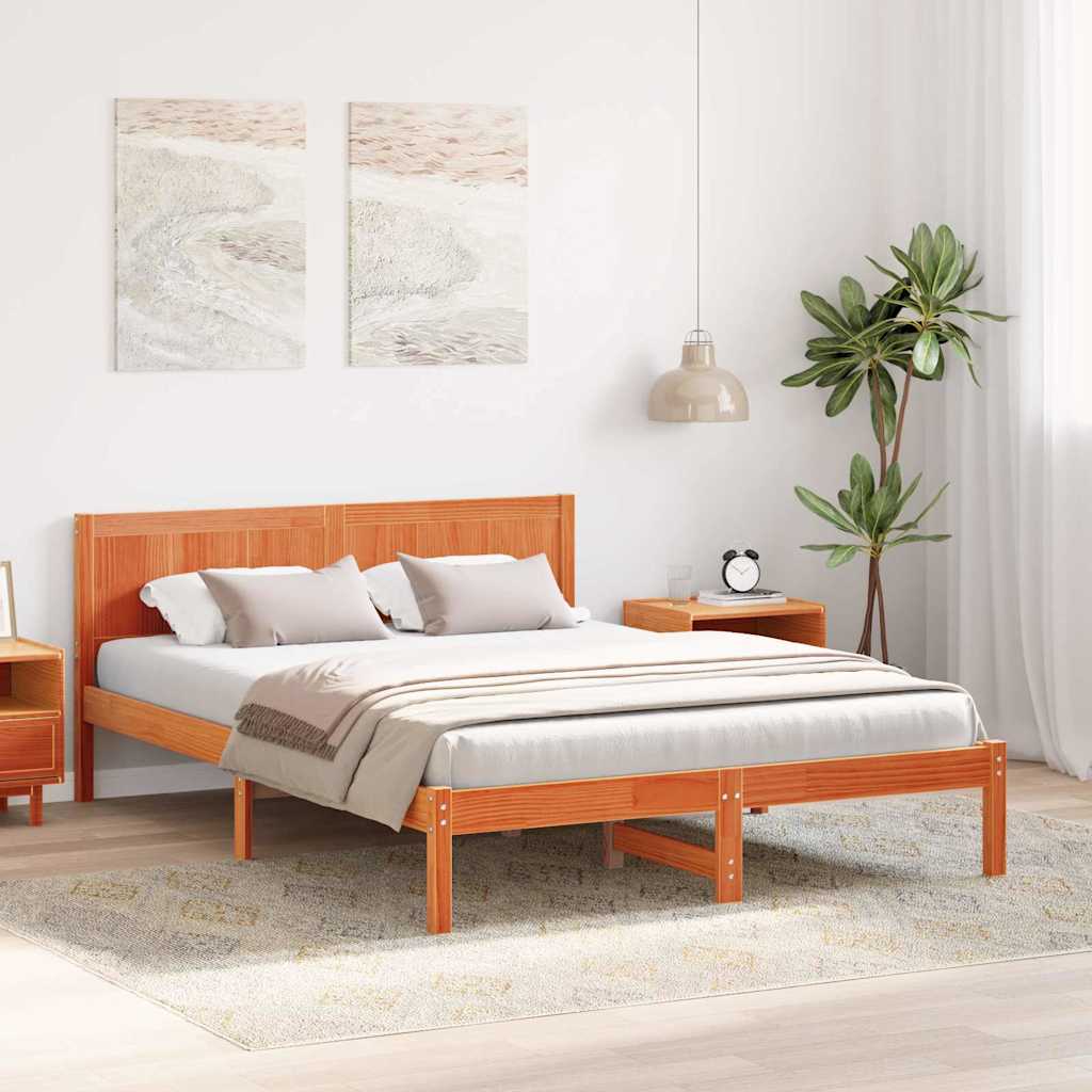 Rám Postele Hnědá 150 X 200 Cm Masivní Borové Dřevo