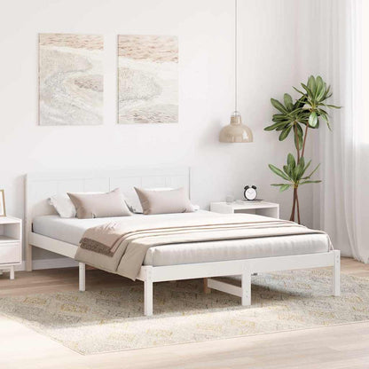 Rám Postele Bílá 140 X 200 Cm Masivní Borové Dřevo