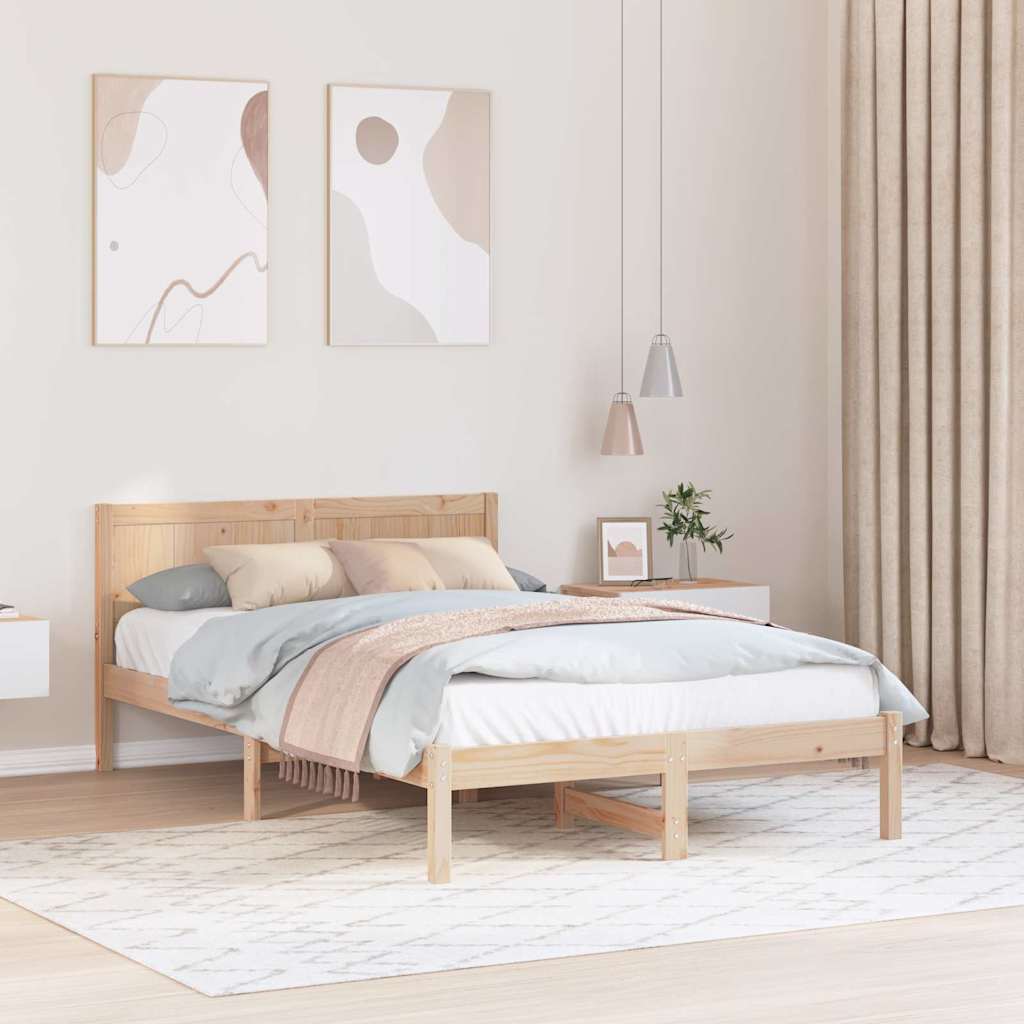 Rám Postele Hnědá 135 X 190 Cm Masivní Borové Dřevo