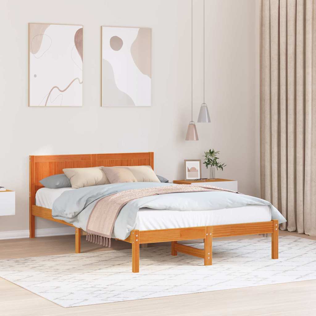Rám Postele Hnědá 135 X 190 Cm Masivní Borové Dřevo