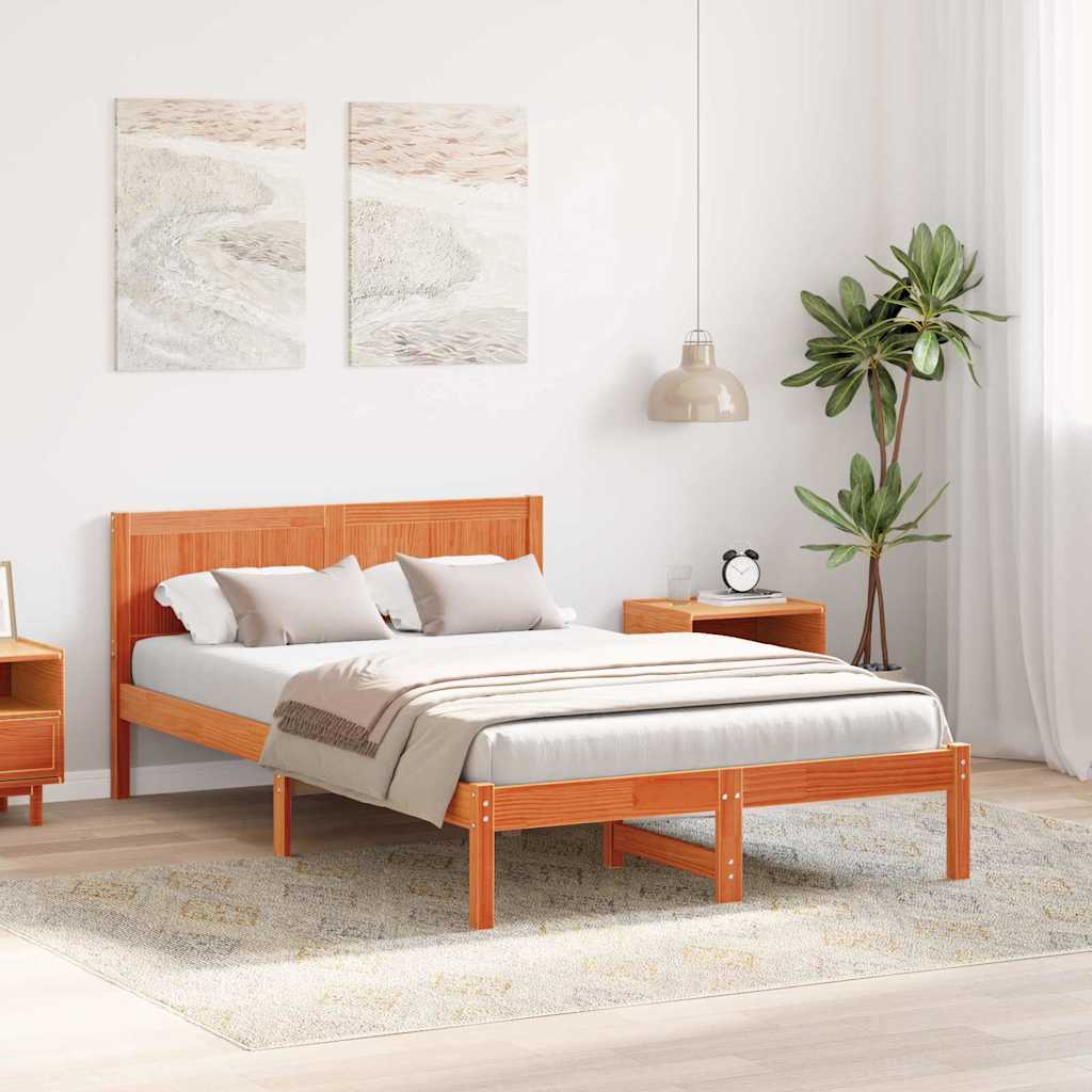 Rám Postele Hnědá 135 X 190 Cm Masivní Borové Dřevo