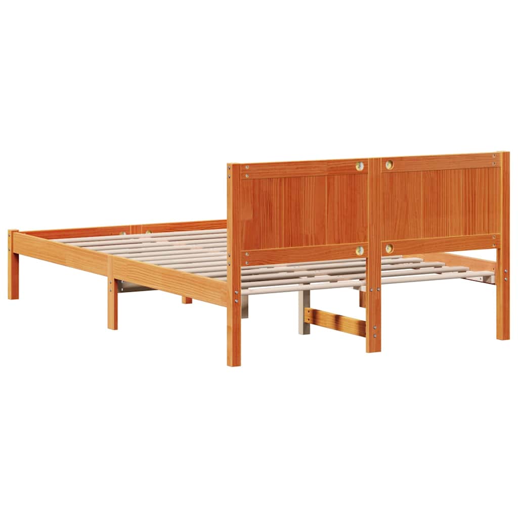Rám Postele Hnědá 135 X 190 Cm Masivní Borové Dřevo