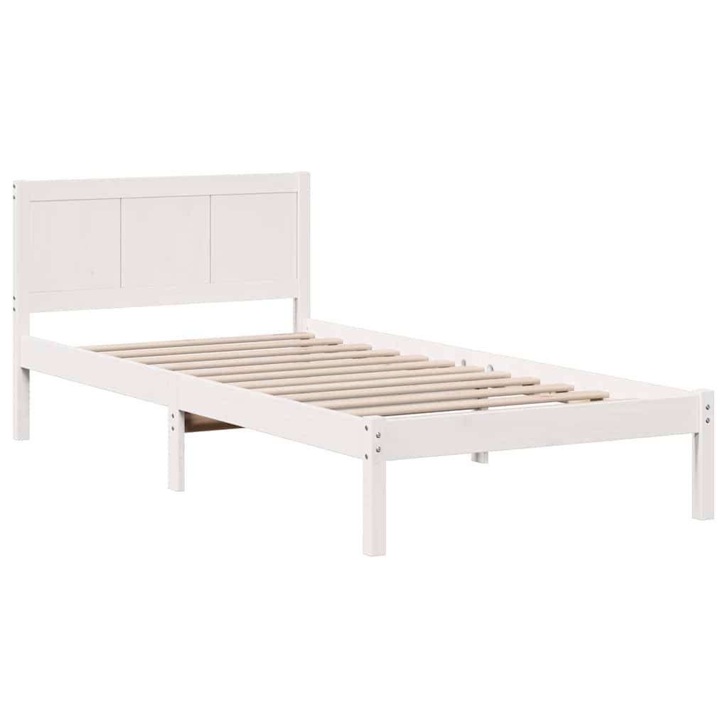 Rám Postele Bílá 90 X 200 Cm Masivní Borové Dřevo