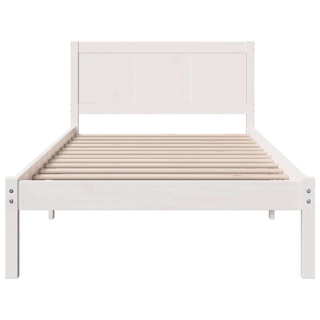 Rám Postele Bílá 90 X 200 Cm Masivní Borové Dřevo