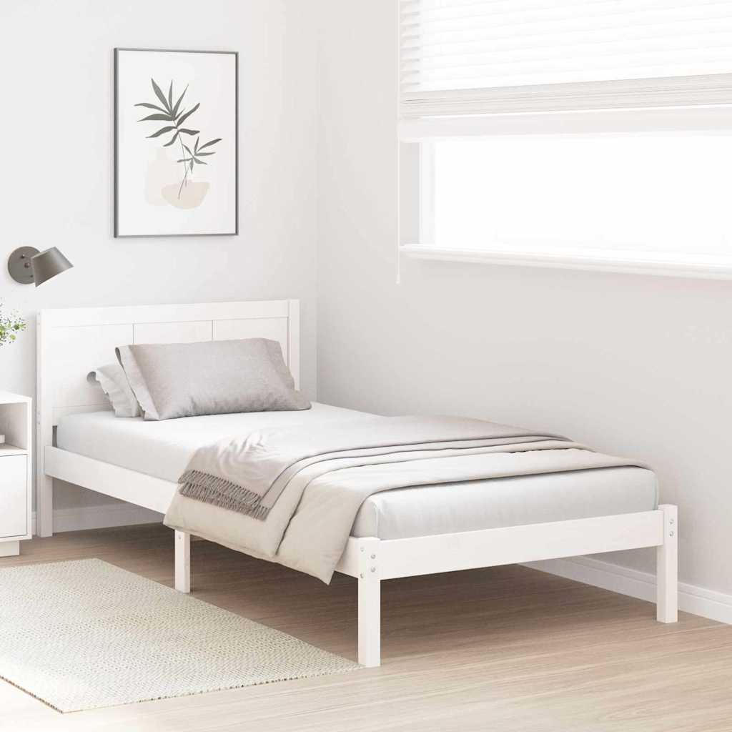 Rám Postele Bílá 75 X 190 Cm Masivní Borové Dřevo