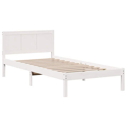 Rám Postele Bílá 75 X 190 Cm Masivní Borové Dřevo