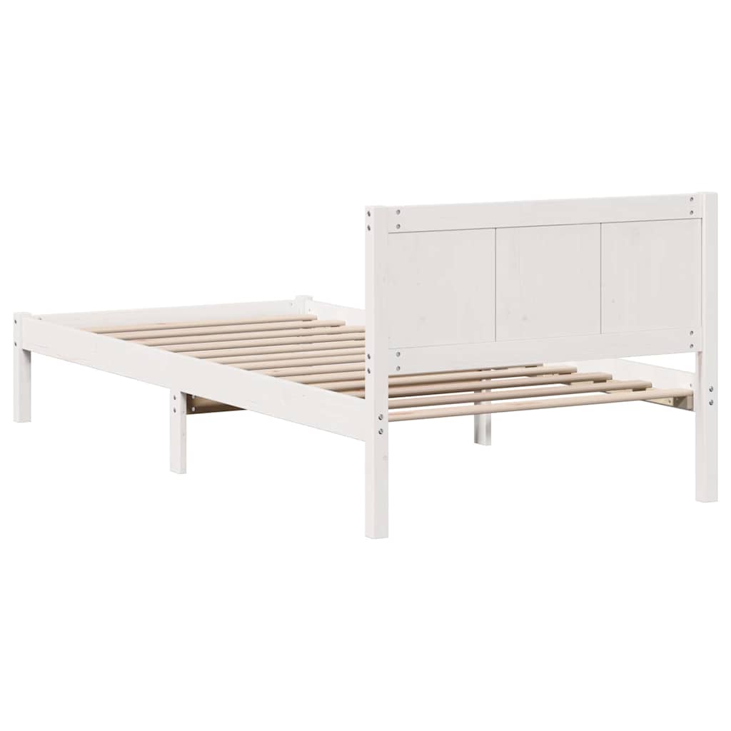 Rám Postele Bílá 75 X 190 Cm Masivní Borové Dřevo