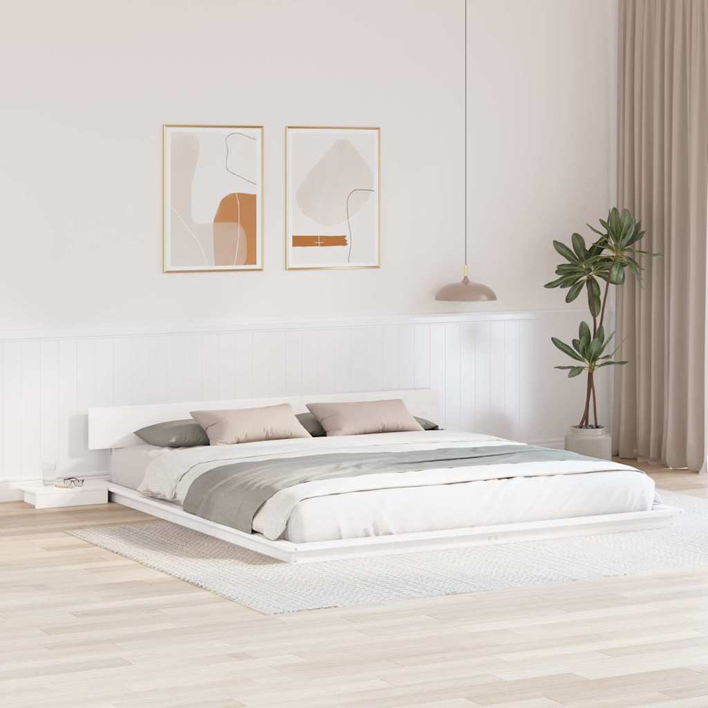 Rám Postele Bílá 200 X 200 Cm Dřevo
