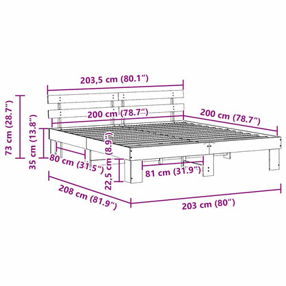 Rám Postele S Čelo Bílá 200 X 200 Cm Masivní Borové Dřevo