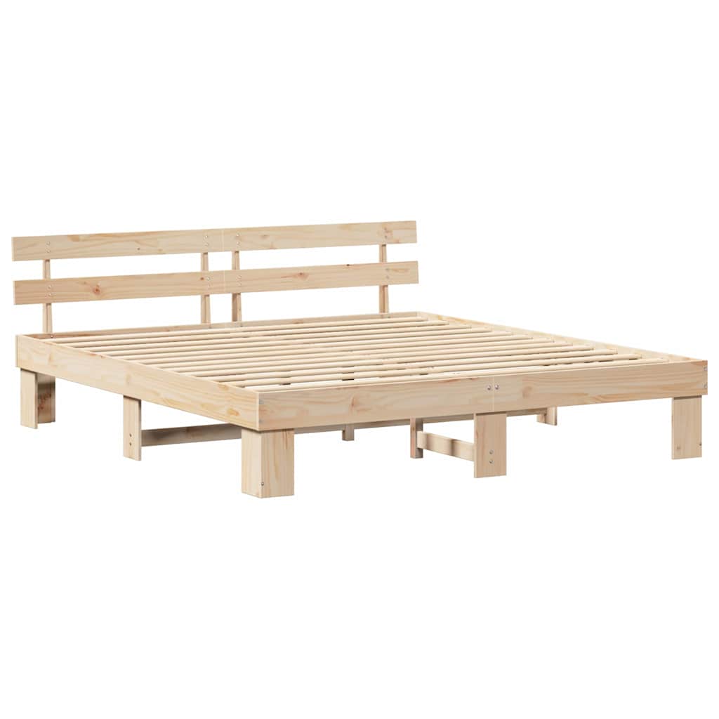 Rám Postele S Čelo Přírodní 180 X 200 Cm Masivní Borové Dřevo