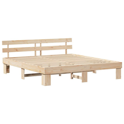 Rám Postele S Čelo Přírodní 180 X 200 Cm Masivní Borové Dřevo