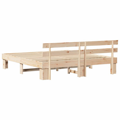 Rám Postele S Čelo Přírodní 180 X 200 Cm Masivní Borové Dřevo