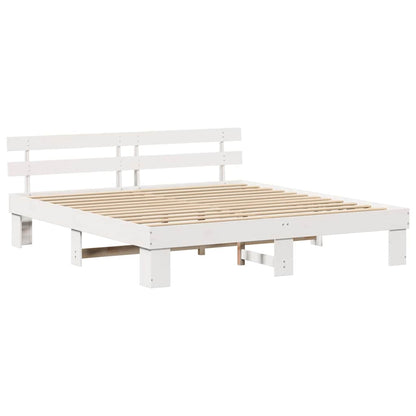 Rám Postele S Čelo Bílá 180 X 200 Cm Masivní Borové Dřevo