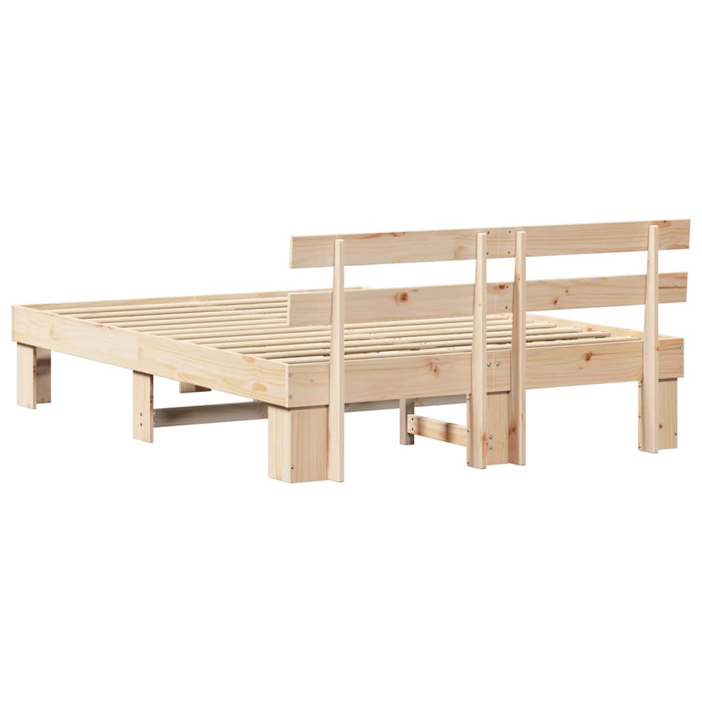 Rám Postele S Čelo Přírodní 160 X 200 Cm Masivní Borové Dřevo