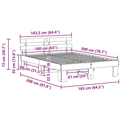 Rám Postele S Čelo Bílá 160 X 200 Cm Masivní Borové Dřevo