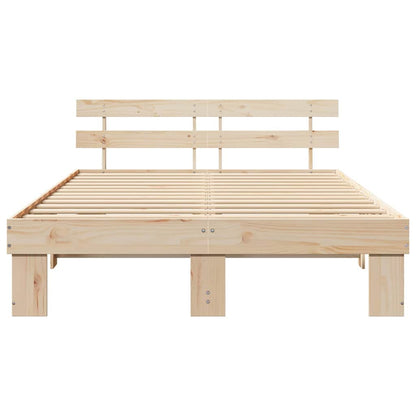 Rám Postele S Čelo Přírodní 150 X 200 Cm Masivní Borové Dřevo