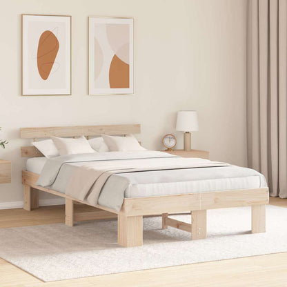 Rám Postele S Čelo Přírodní 120 X 200 Cm Masivní Borové Dřevo
