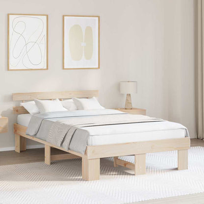 Rám Postele S Čelo Přírodní 140 X 190 Cm Masivní Borové Dřevo