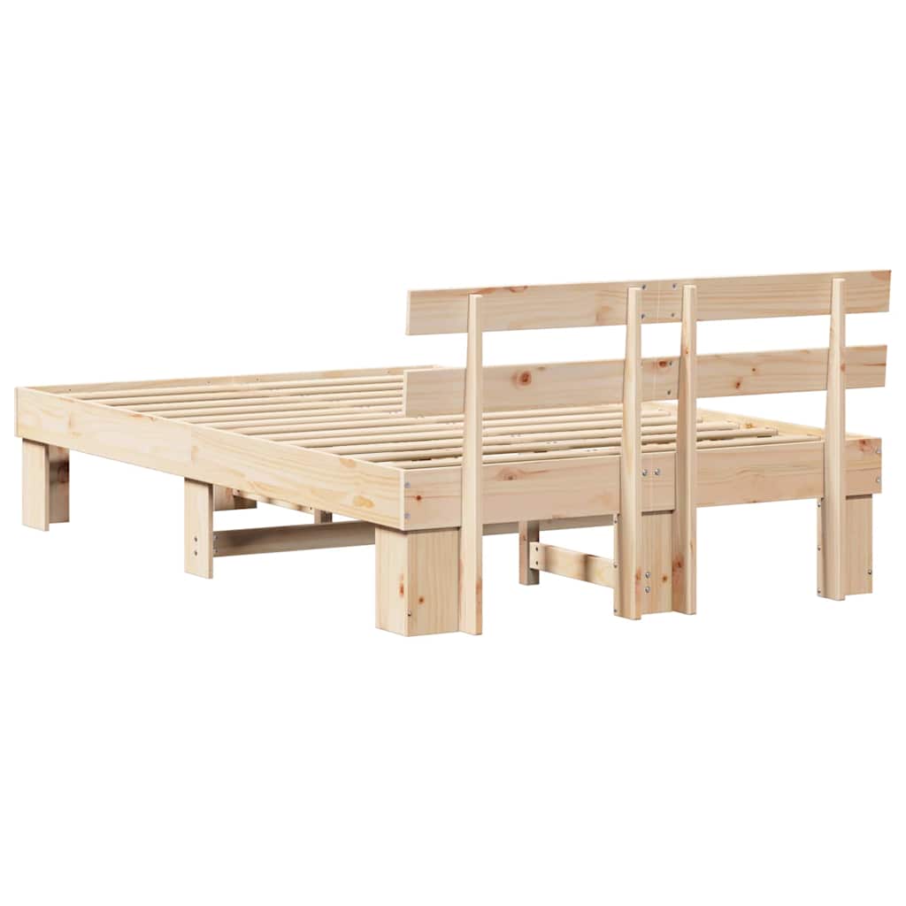 Rám Postele S Čelo Přírodní 140 X 190 Cm Masivní Borové Dřevo