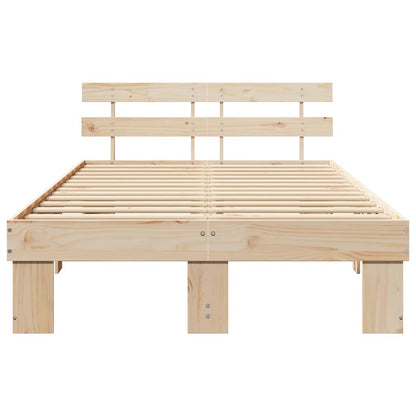 Rám Postele S Čelo Přírodní 135 X 190 Cm Masivní Borové Dřevo