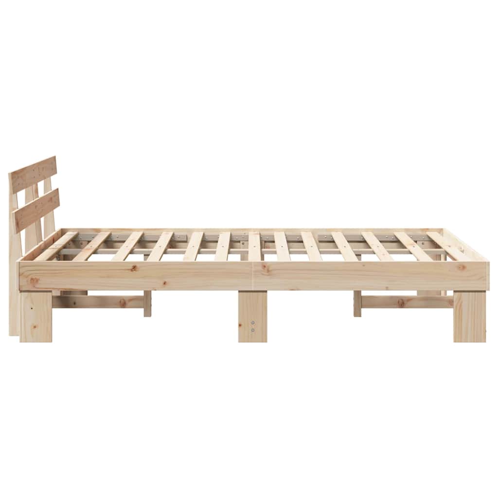 Rám Postele S Čelo Přírodní 135 X 190 Cm Masivní Borové Dřevo