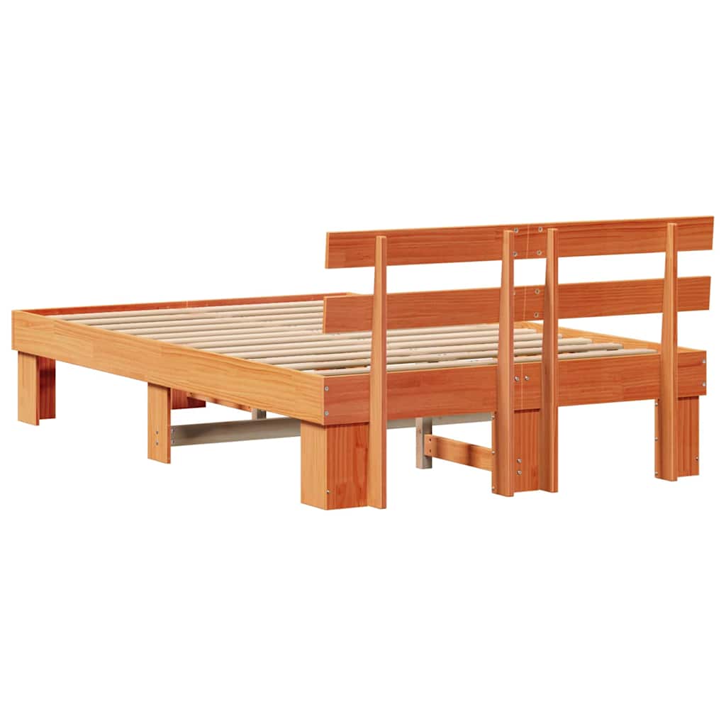 Rám Postele Voskově Hnědá 135 X 190 Cm Masivní Borové Dřevo