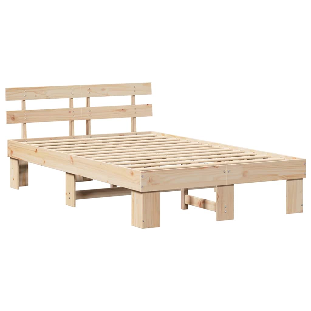 Rám Postele S Čelo Přírodní 120 X 190 Cm Masivní Borové Dřevo