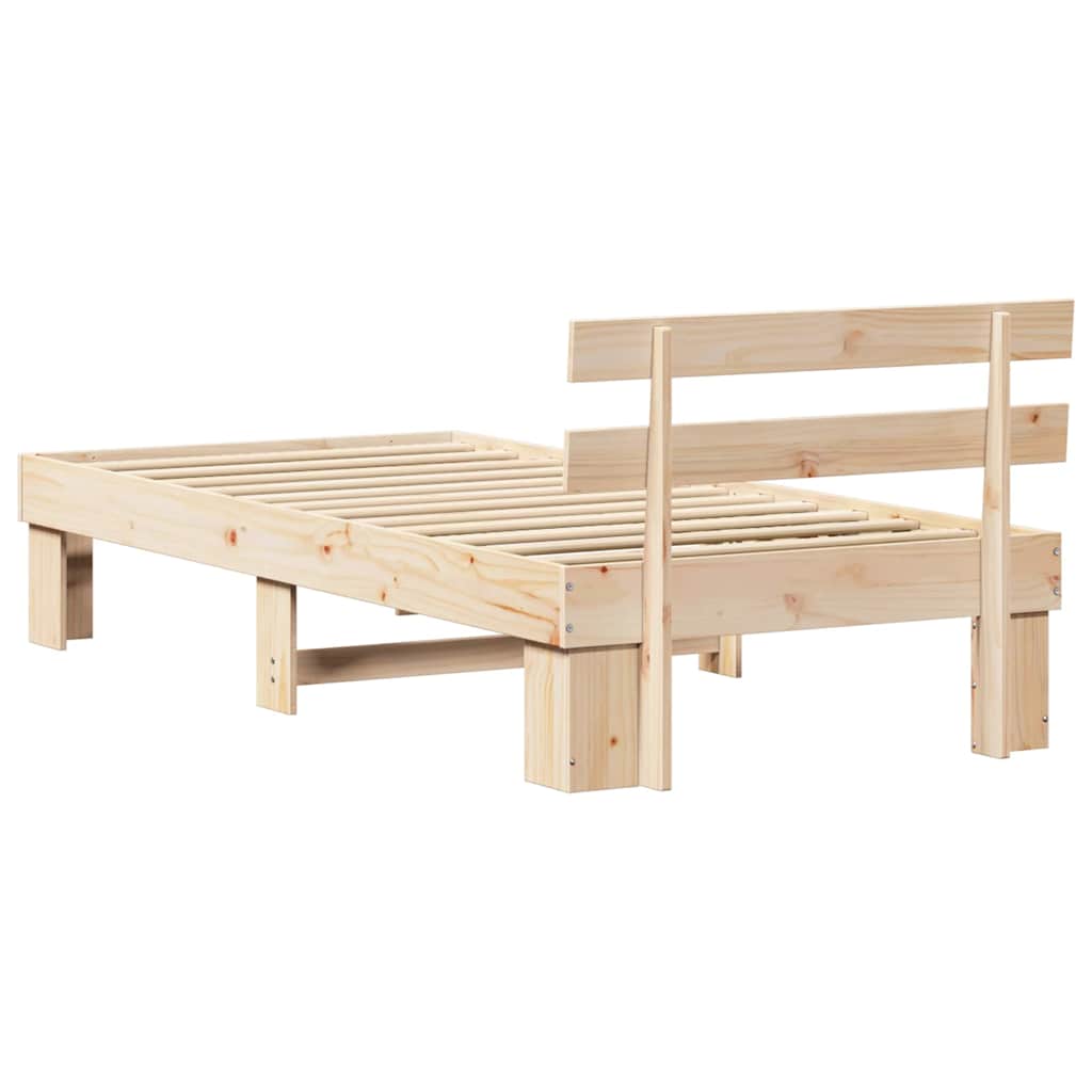 Rám Postele S Čelo Přírodní 100 X 200 Cm Masivní Borové Dřevo
