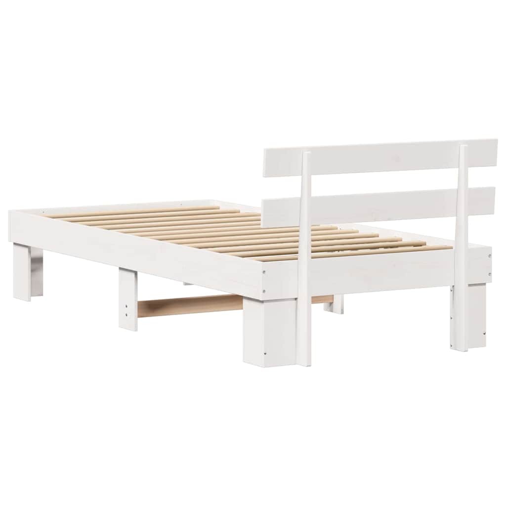 Rám Postele S Čelo Bílá 90 X 200 Cm Masivní Borové Dřevo