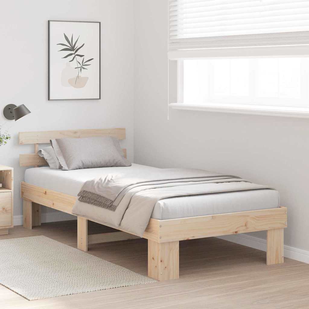 Rám Postele S Čelo Přírodní 80 X 200 Cm Masivní Borové Dřevo