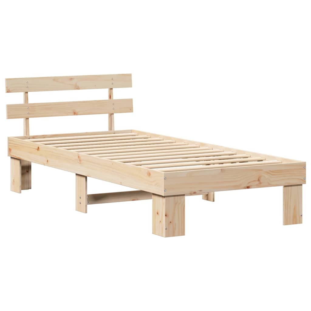 Rám Postele S Čelo Přírodní 80 X 200 Cm Masivní Borové Dřevo