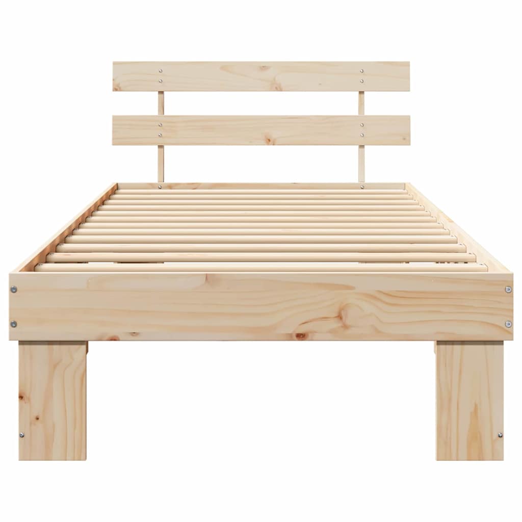 Rám Postele S Čelo Přírodní 90 X 190 Cm Masivní Borové Dřevo